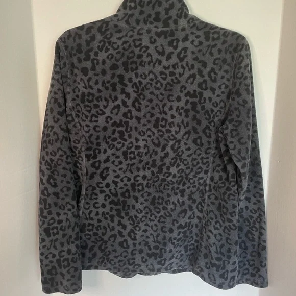 Old Navy grey Leopard Print zipper fleece Jacket ladies size L - Picture 9 of 10